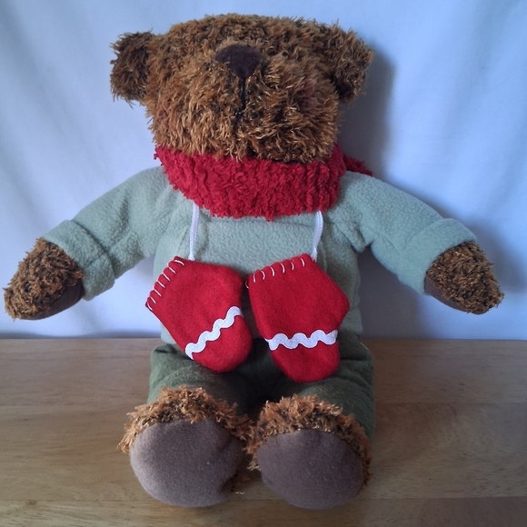Plush Teddy Bear with Red Scarf and Mittens - Picture 1 of 6